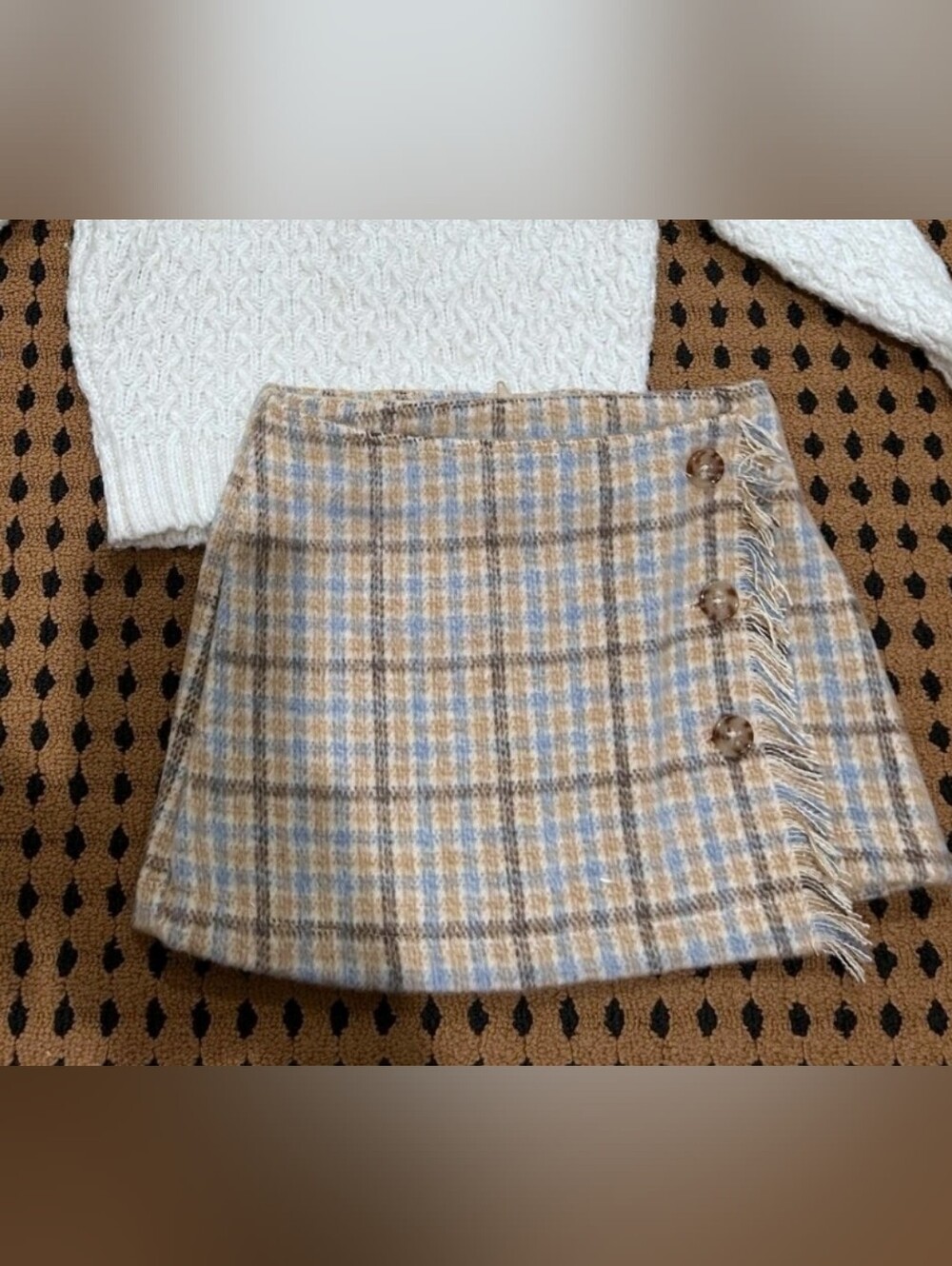 GB Girls Skirt in Beige, Blue and Cream